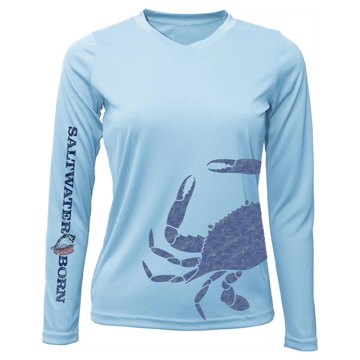 Blue Crab Wrap Women's Long Sleeve UPF 50+ Dry-Fit Shirt - Image 57