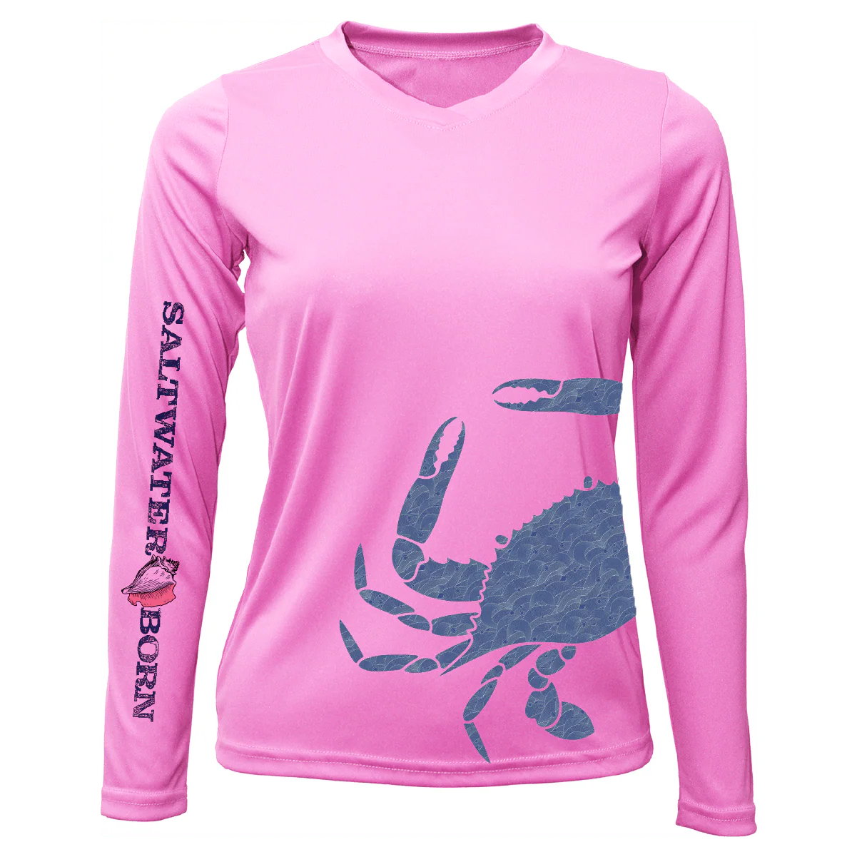 Blue Crab Wrap Women's Long Sleeve UPF 50+ Dry-Fit Shirt - Image 58