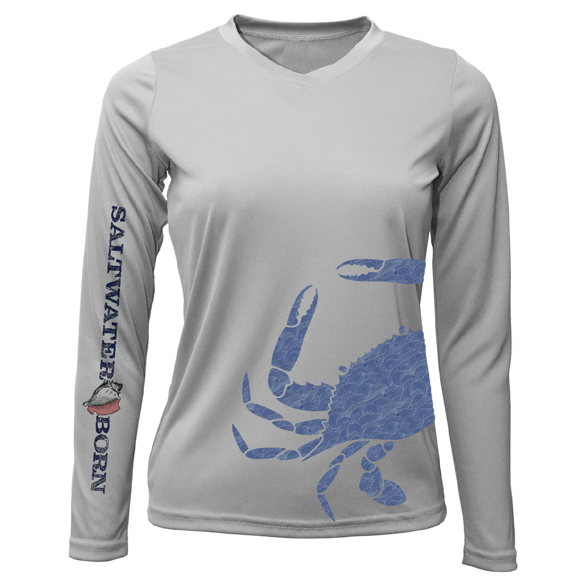 Blue Crab Wrap Women's Long Sleeve UPF 50+ Dry-Fit Shirt - Image 60