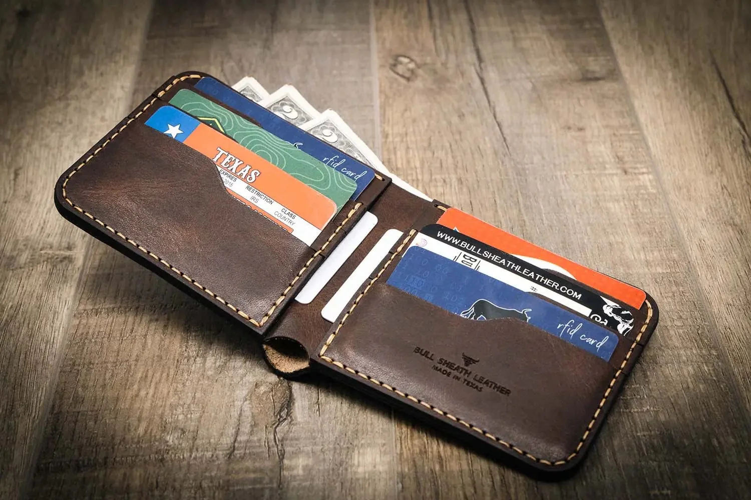 Bull Sheath Leather Men's Big Bend Bifold Wallet - Image 10