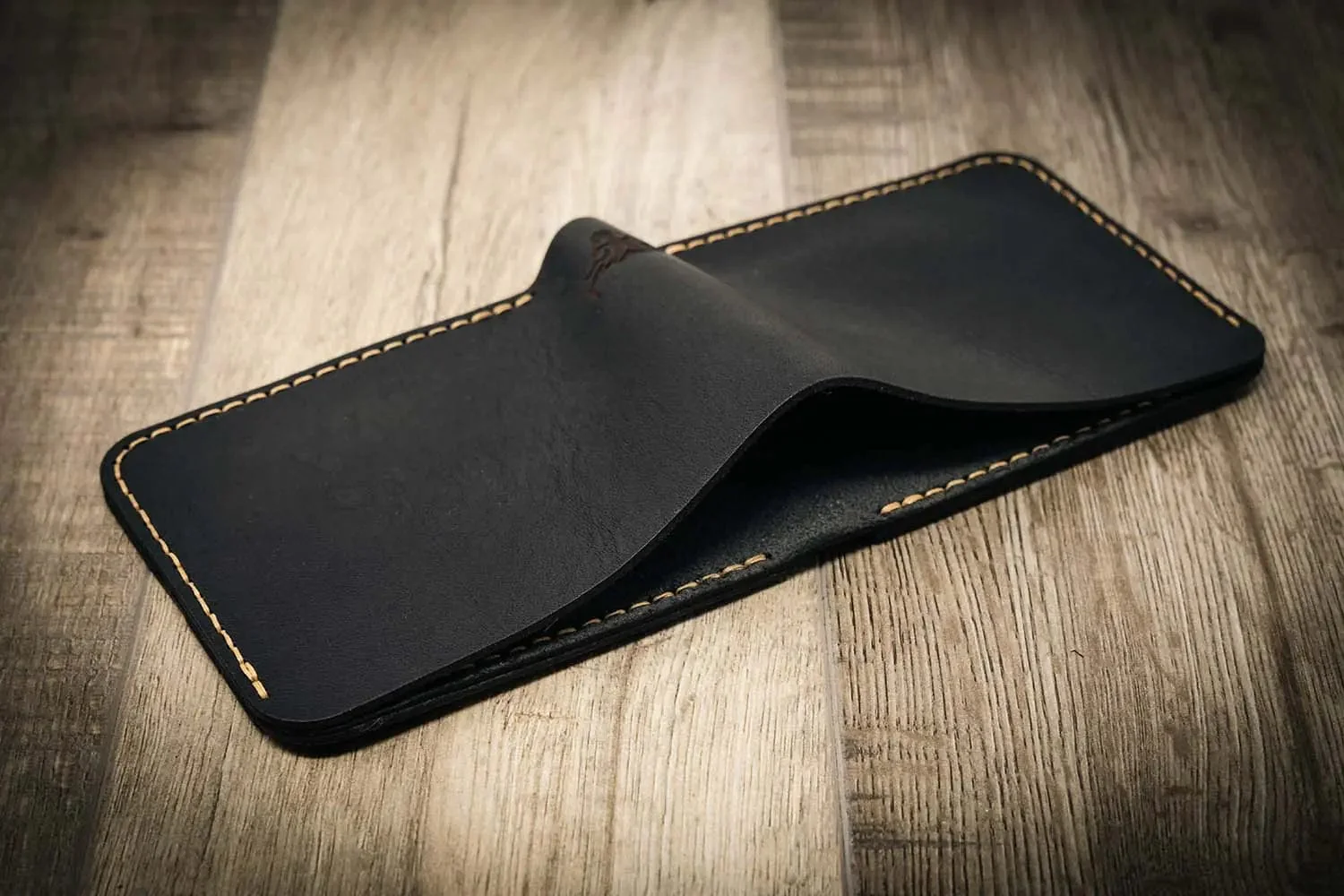 Bull Sheath Leather Men's Big Bend Bifold Wallet Black - Image 2