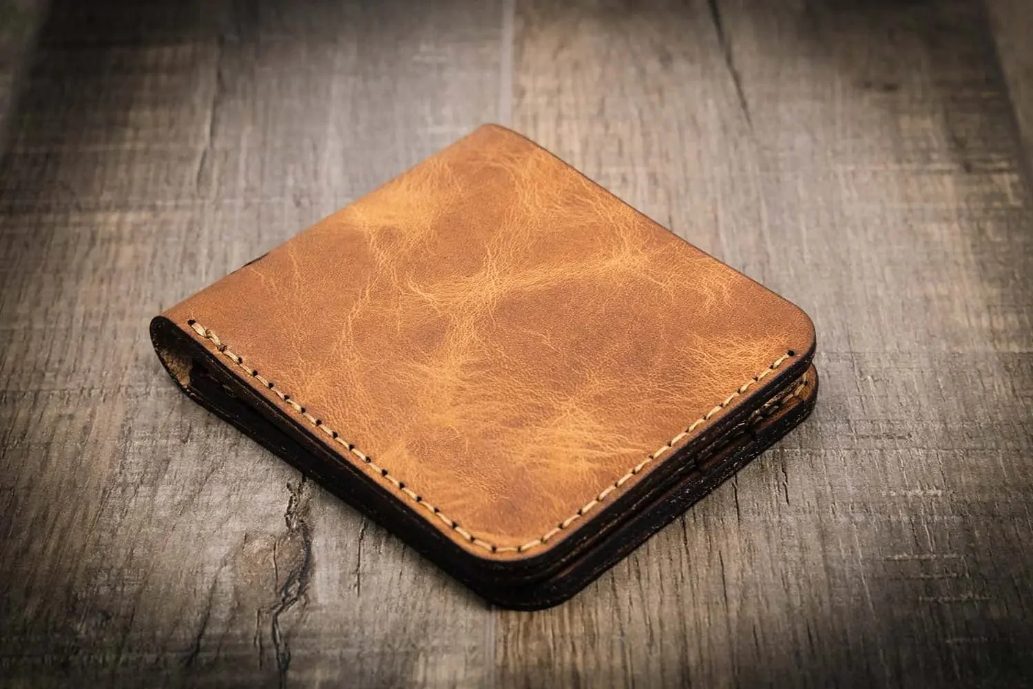 Bull Sheath Leather Men's Big Bend Bifold Wallet Saddle Tan - Image 6