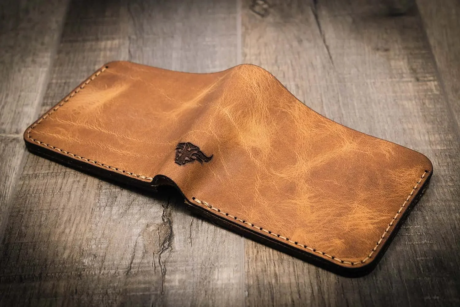 Bull Sheath Leather Men's Big Bend Bifold Wallet Saddle Tan - Image 7