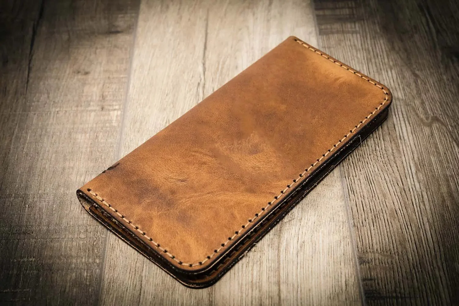 Bull Sheath Leather Men's The Houstonian Long Wallet Saddle Tan - Image 2