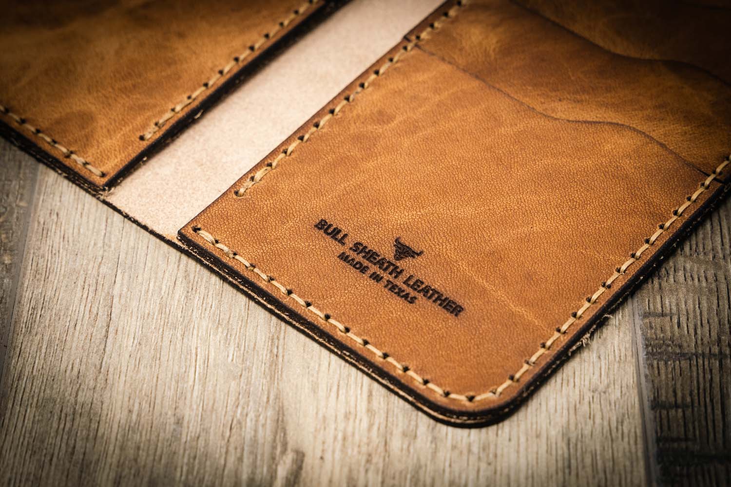 Bull Sheath Leather Men's The Houstonian Long Wallet Saddle Tan - Image 4