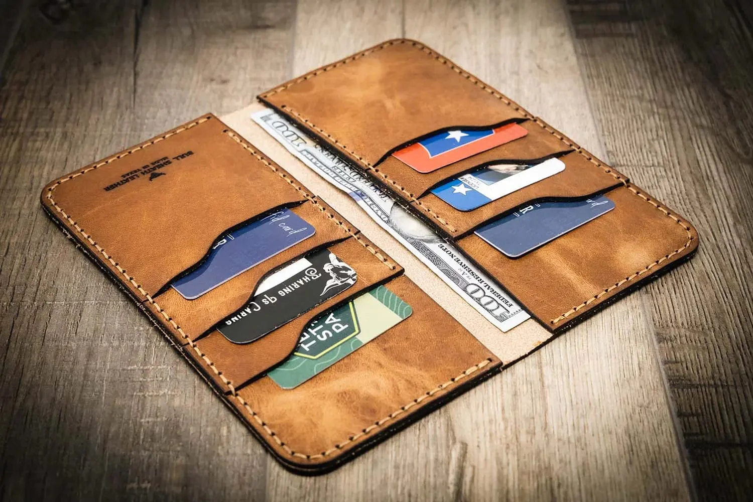 Bull Sheath Leather Men's The Houstonian Long Wallet Saddle Tan - Image 5