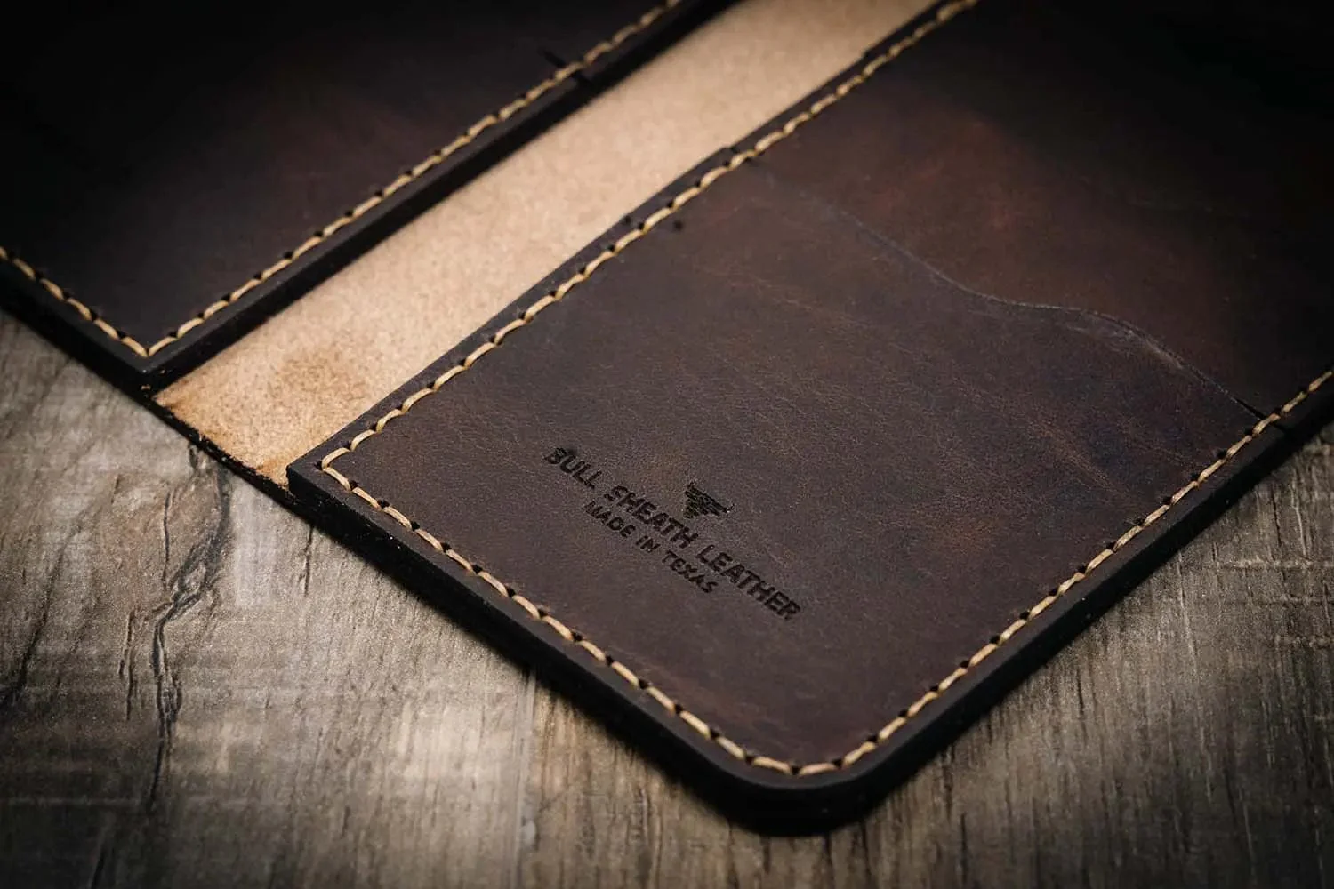 Bull Sheath Leather Men's The Houstonian Long Wallet Walnut Brown - Image 4