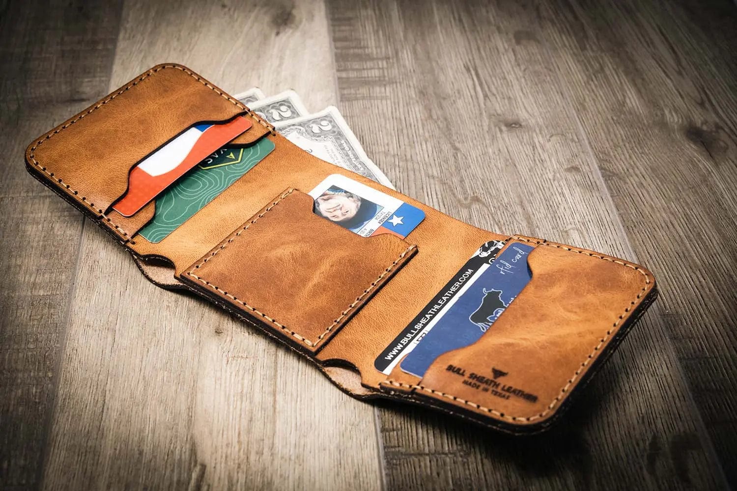 Bull Sheath Leather Men's The Trinity Trifold Wallet