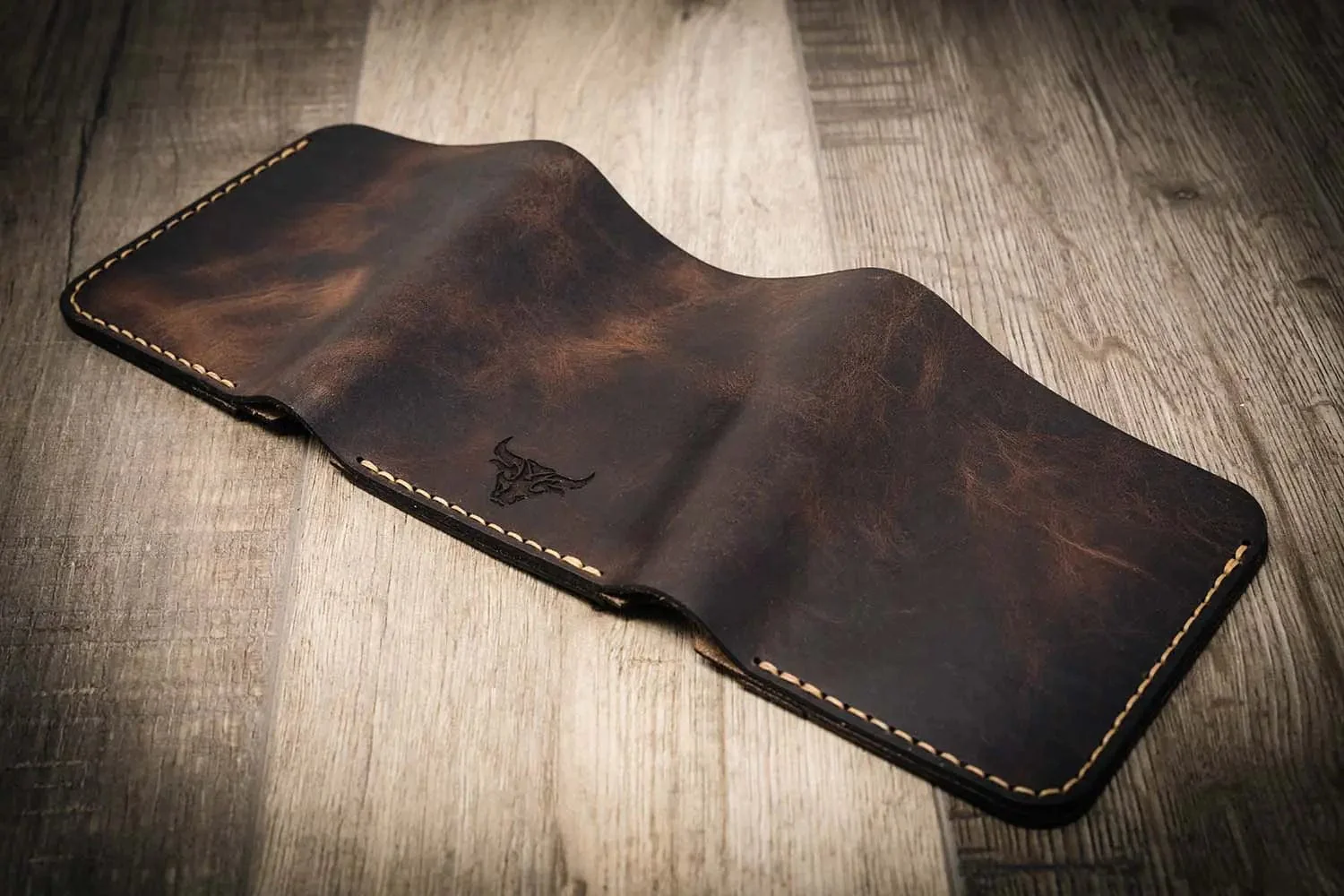 Bull Sheath Leather Men's The Trinity Trifold Wallet - Image 11