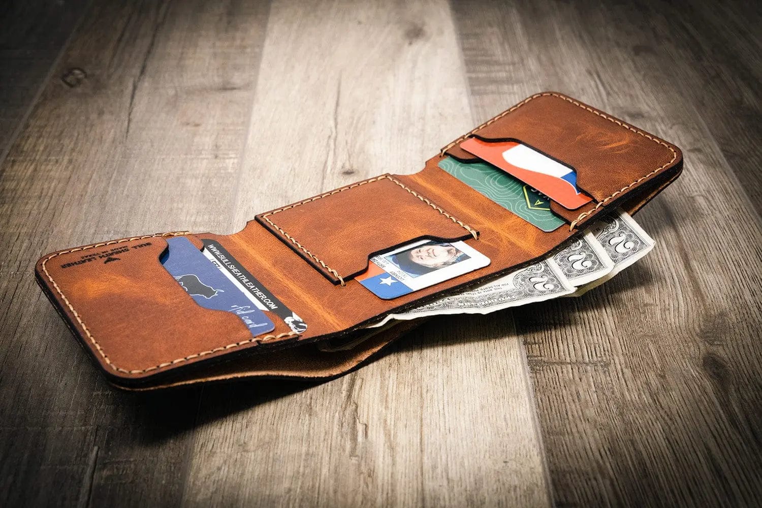 Bull Sheath Leather Men's The Trinity Trifold Wallet - Image 15