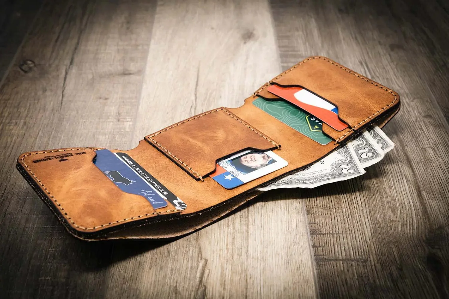 Bull Sheath Leather Men's The Trinity Trifold Wallet - Image 2