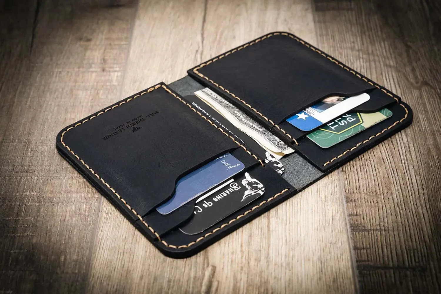 Bull Sheath Leather Men's The Tyler Vertical Wallet Black - Image 5
