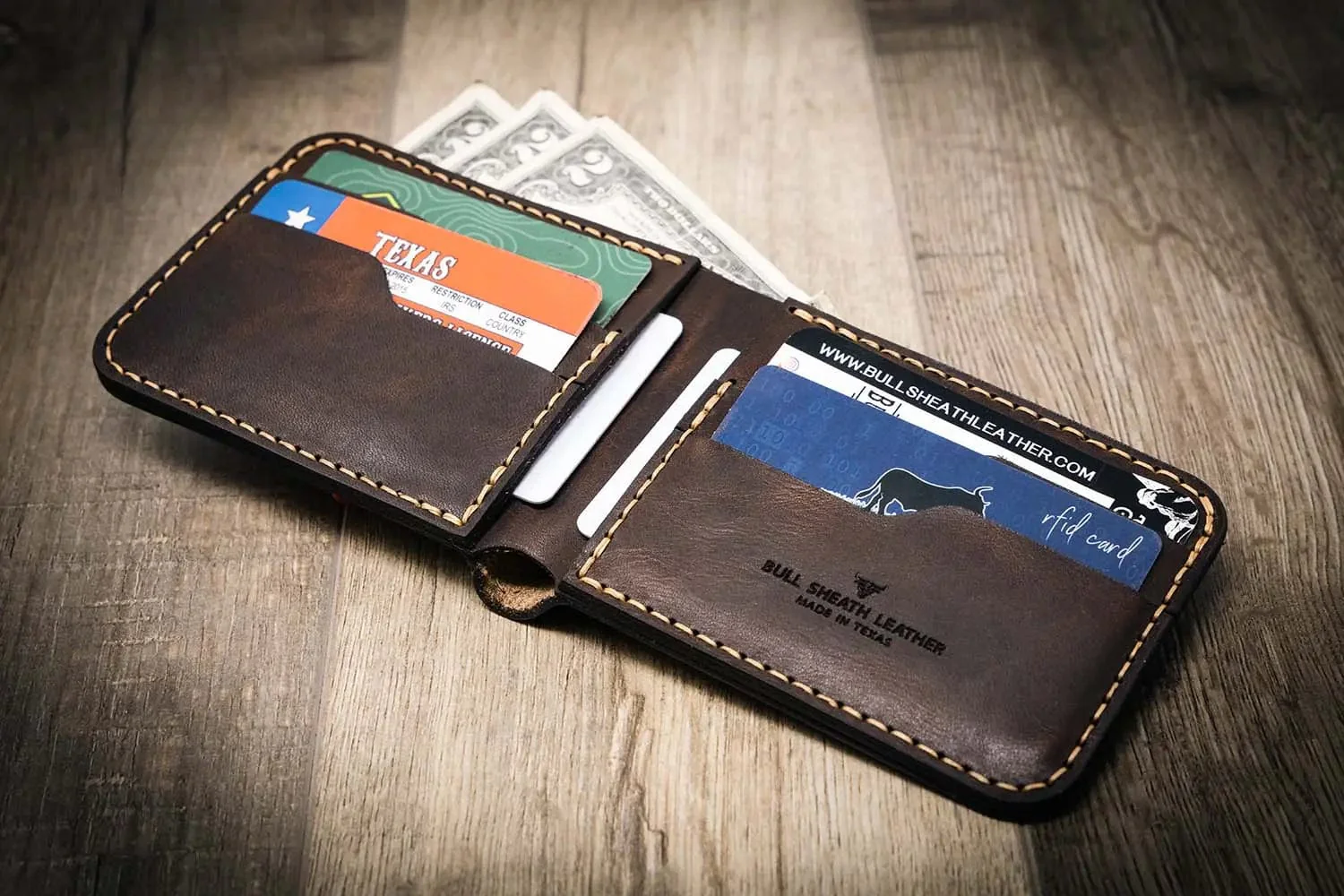 Bull Sheath Leather Men's Western Bifold Wallet - Image 11