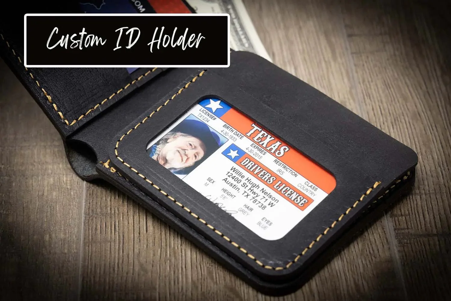 Bull Sheath Leather Men's Western Bifold Wallet  Black - Image 4