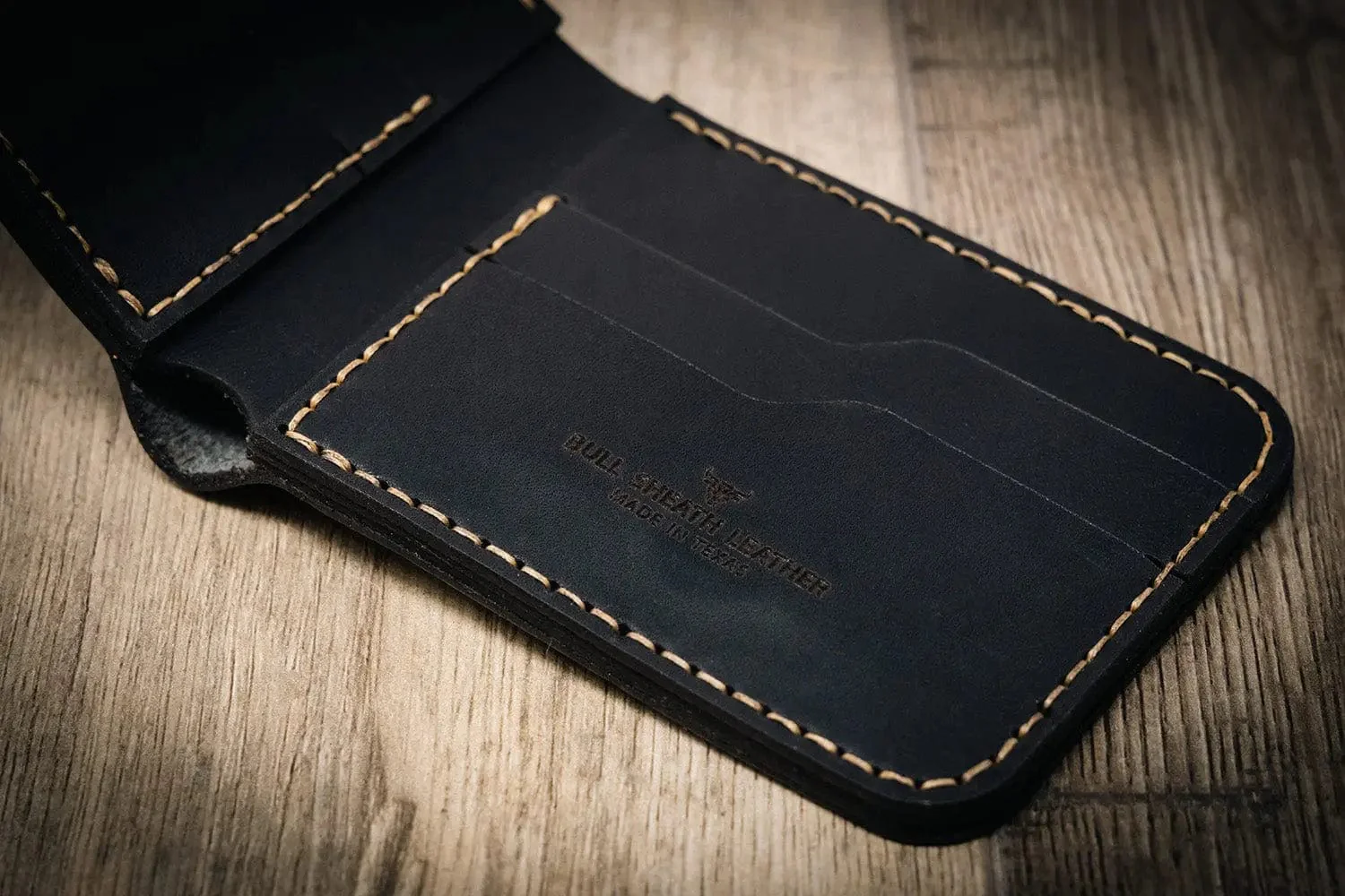 Bull Sheath Leather Men's Western Bifold Wallet  Black - Image 5