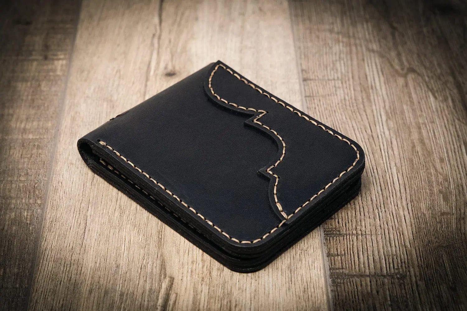Bull Sheath Leather Men's Western Bifold Wallet  Black - Image 6