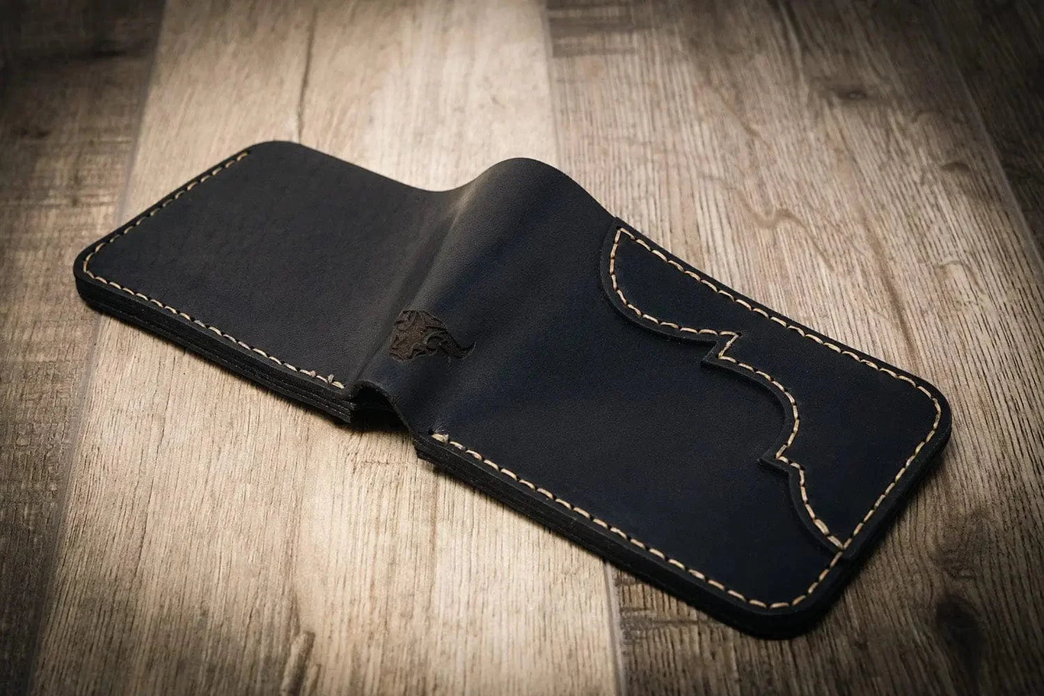 Bull Sheath Leather Men's Western Bifold Wallet  Black - Image 7
