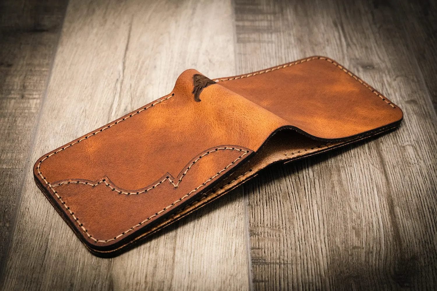 Bull Sheath Leather Men's Western Bifold Wallet Chestnut Brown