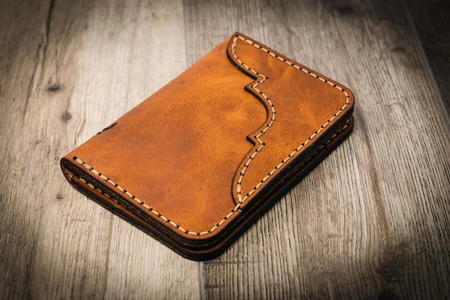 Bull Sheath Leather Men's Western Vertical Wallet Chestnut Brown