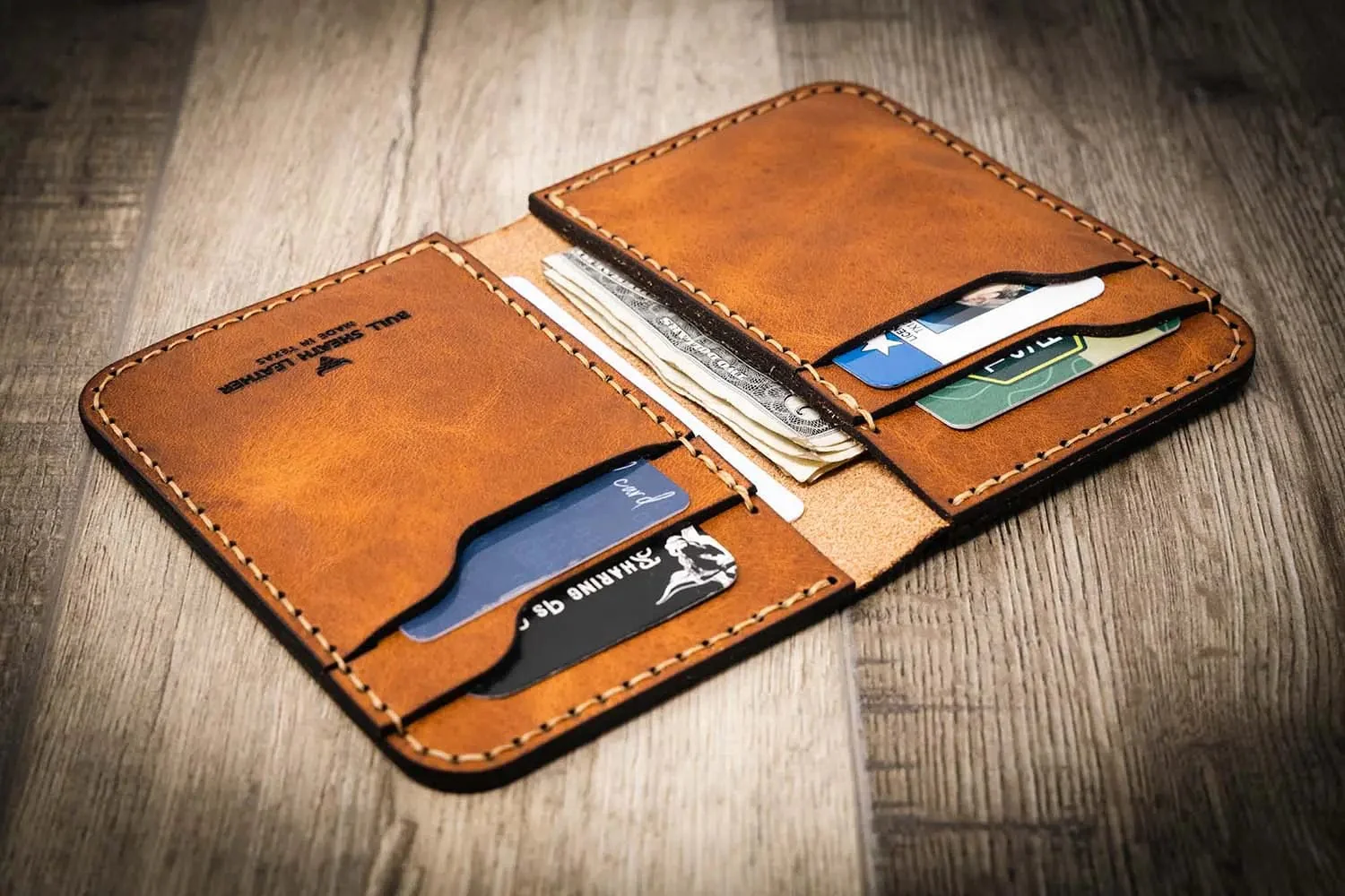 Bull Sheath Leather Men's Western Vertical Wallet Chestnut Brown - Image 5