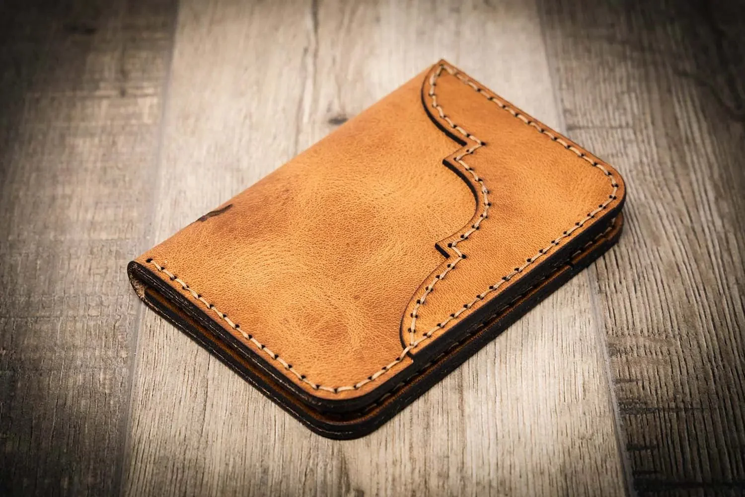 Bull Sheath Leather Men's Western Vertical Wallet Saddle Tan