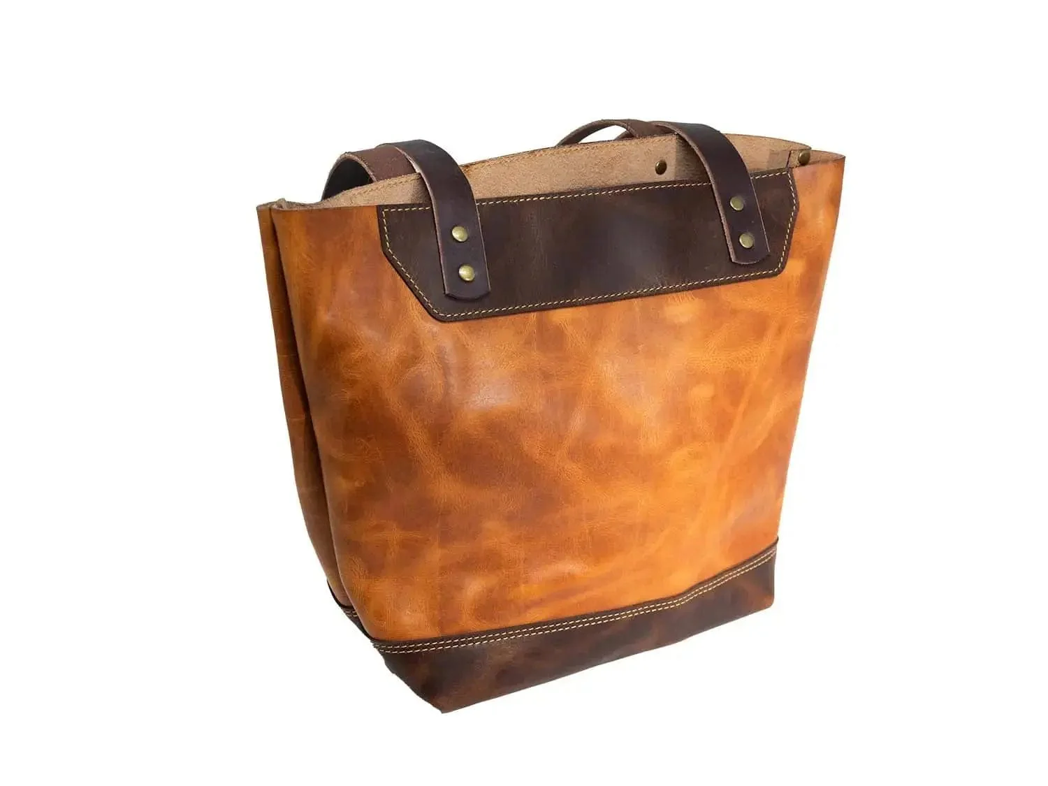 Bull Sheath Leather The Naomi Leather Tote Bag Saddle Tan