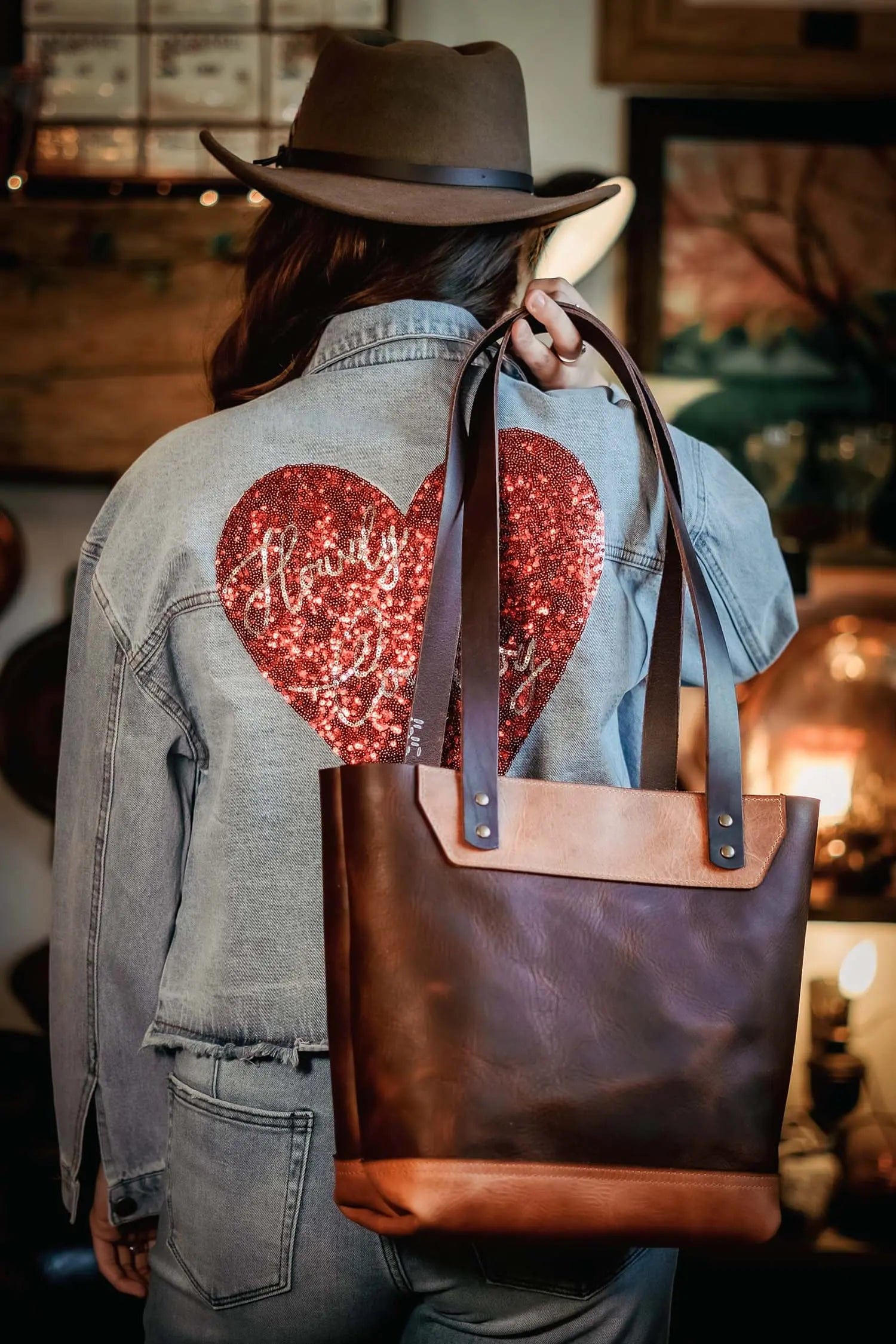Bull Sheath Leather The Naomi Leather Tote Bag Walnut - Image 4