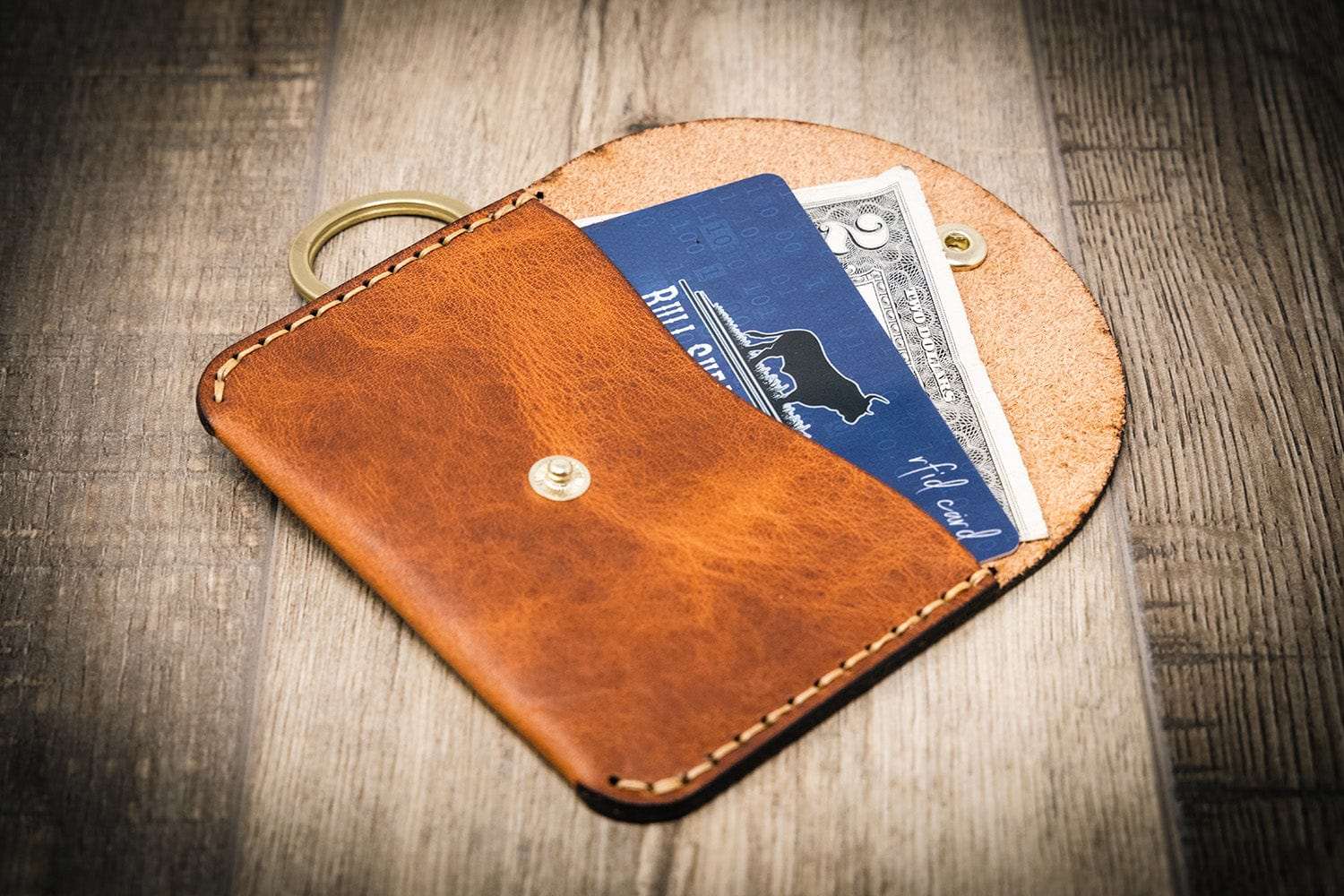 Bull Sheath Leather Women's The Richmond Leather Keychain Wallet in Chestnut Brown