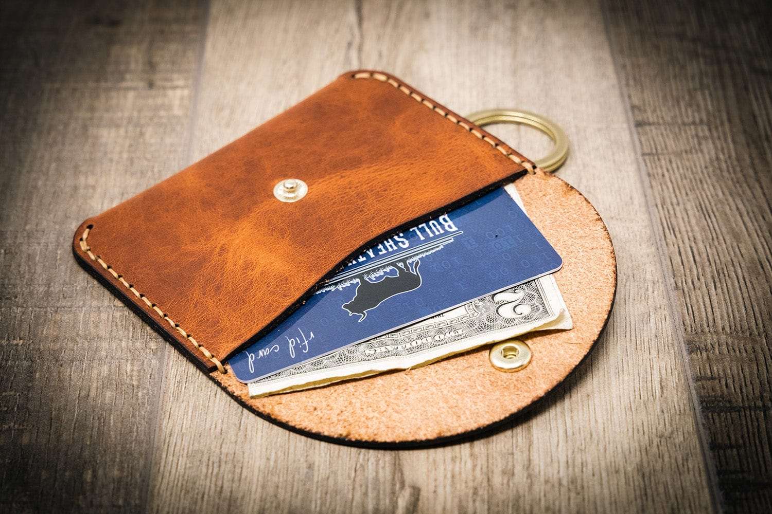 Bull Sheath Leather Women's The Richmond Leather Keychain Wallet in Chestnut Brown - Image 4