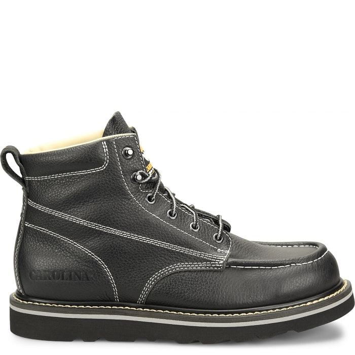 Carolina Men's Flatiron Black Moc Toe Wedge Work Boots CA7007 - Image 2