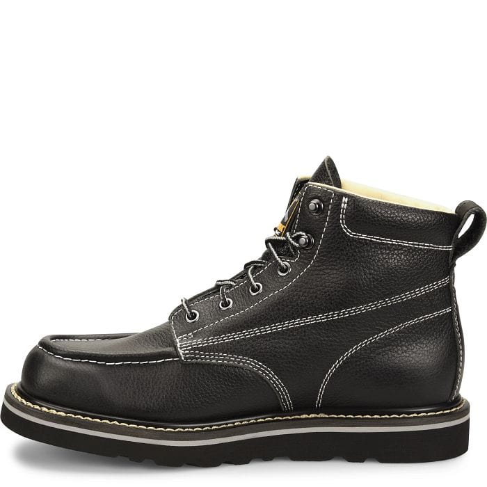Carolina Men's Flatiron Black Moc Toe Wedge Work Boots CA7007 - Image 3