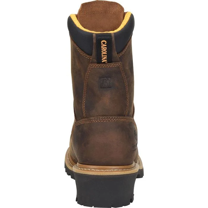 Carolina Men's Poplar Brown Round Toe Logger Boots CA9053 - Image 6
