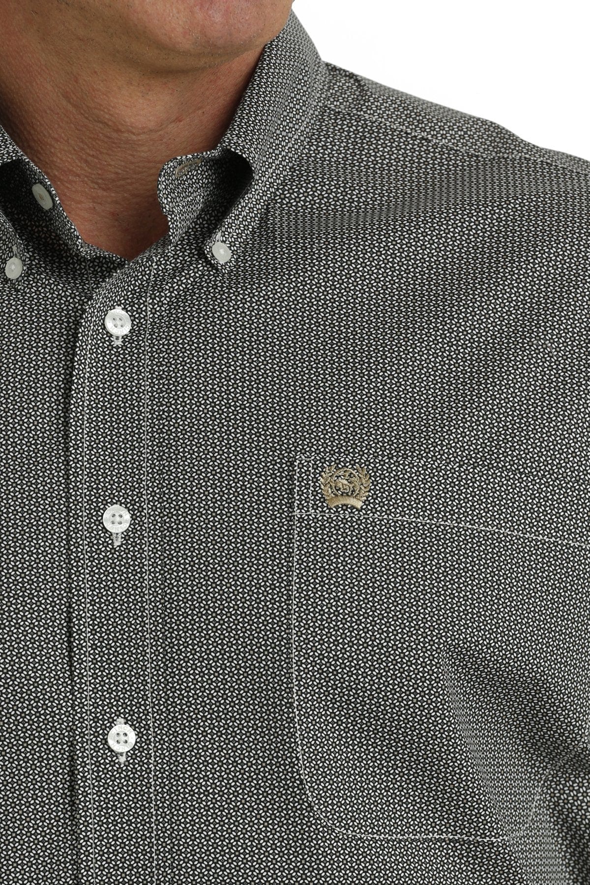 Cinch Men's Black Geometric Print Long Sleeve Button Down Western Stretch Shirt MTW1105720 - Image 3