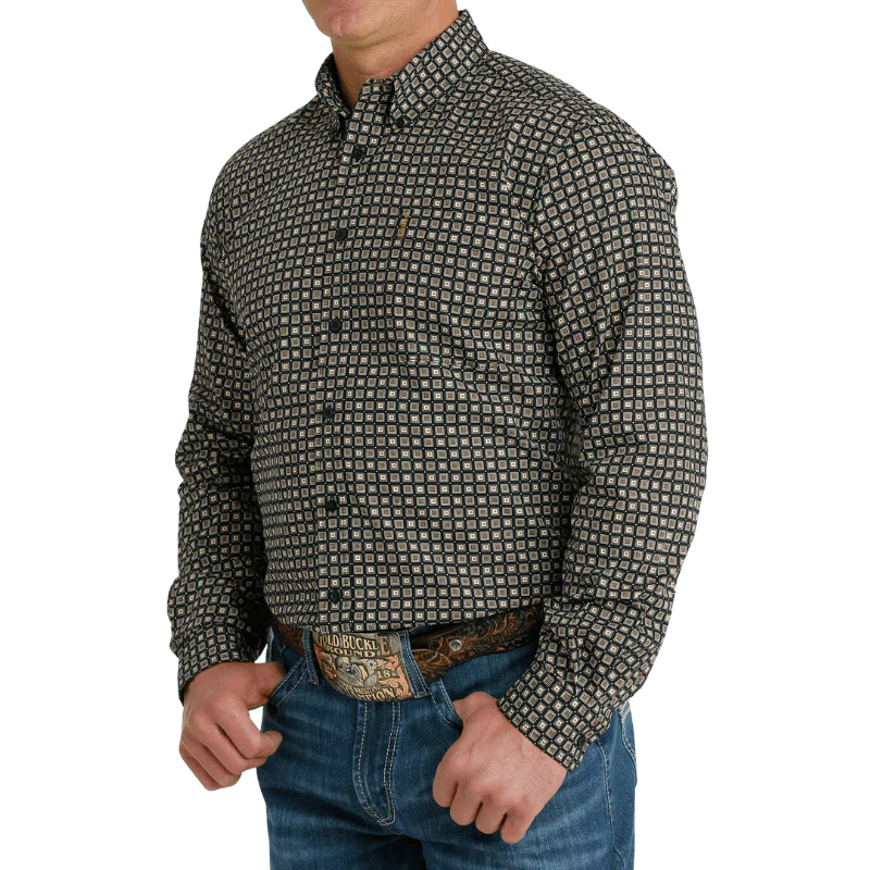 Cinch Men's Black Modern Fit Long Sleeve Button Down Western Shirt MTW1347090