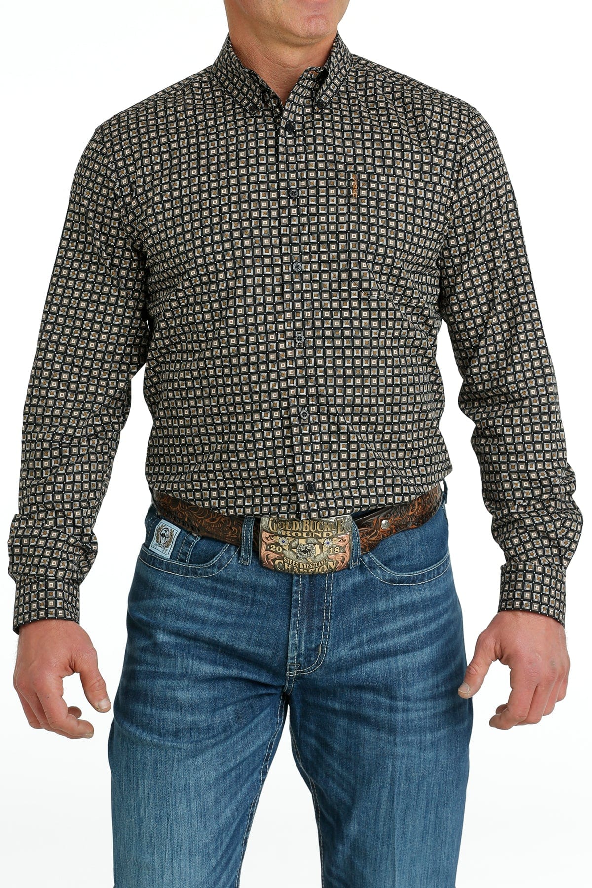 Cinch Men's Black Modern Fit Long Sleeve Button Down Western Shirt MTW1347090 - Image 3