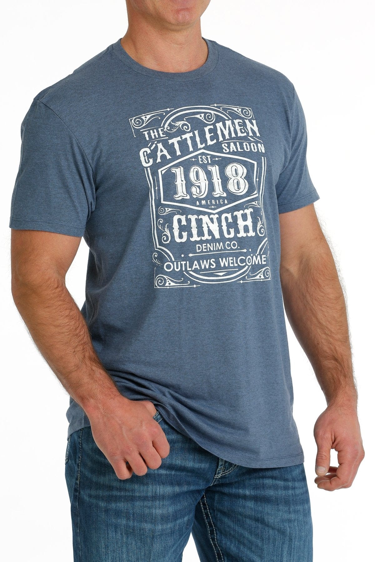 Cinch Men's Blue Cattlemen Saloon Short Sleeve T-Shirt MTT1690603 - Image 2