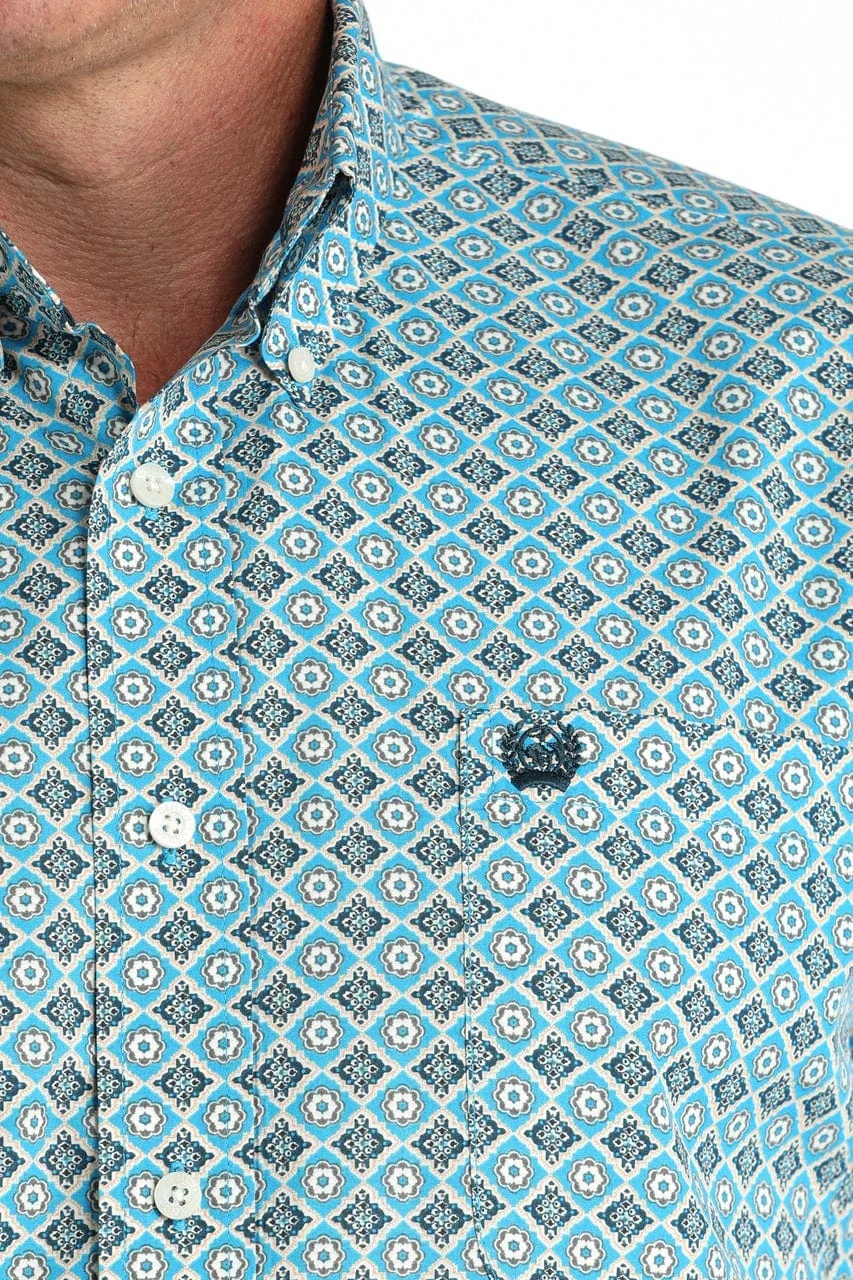 Cinch Men's Geometric Blue Button Down Western Shirt MTW1105955 - Image 2
