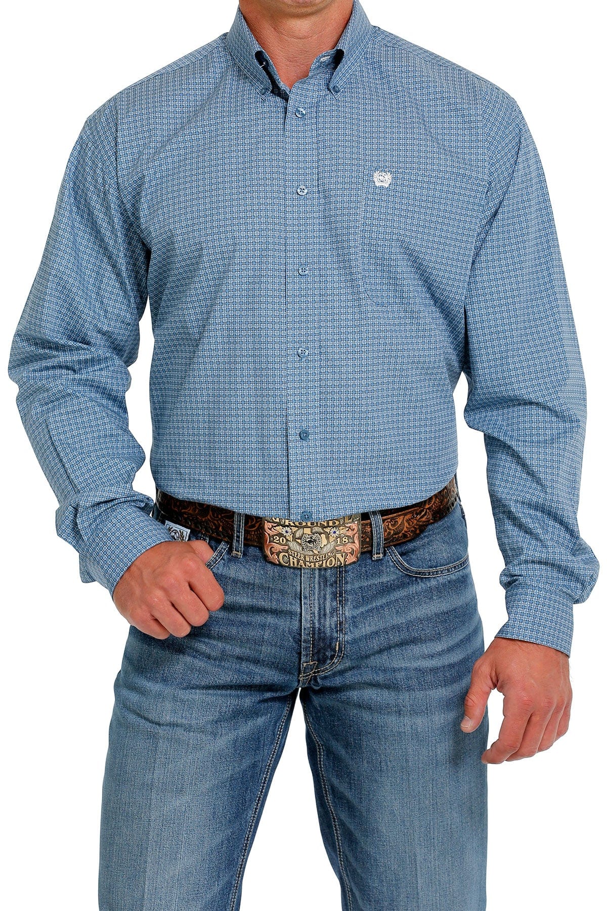 Cinch Men's Blue Long Sleeve Button Down Western Shirt MTW1105629