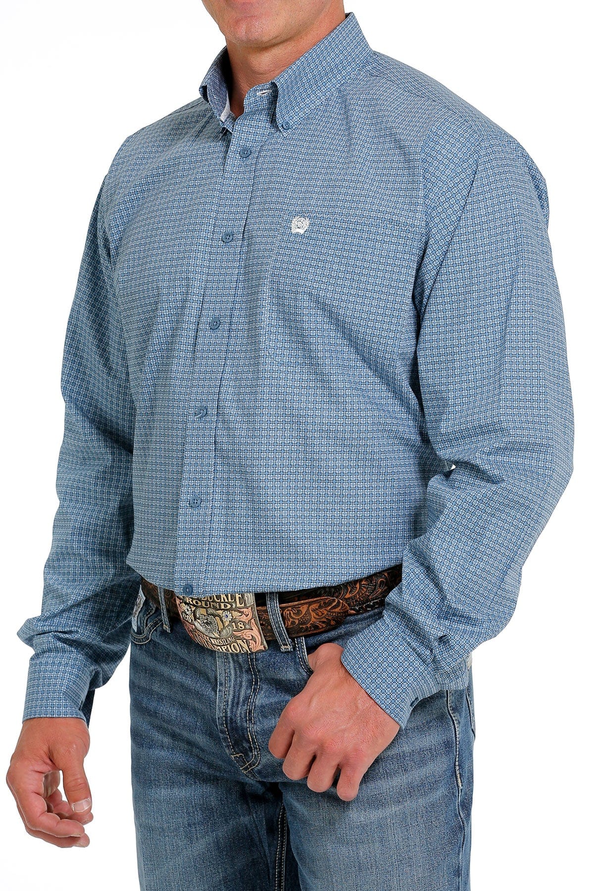 Cinch Men's Blue Long Sleeve Button Down Western Shirt MTW1105629 - Image 3