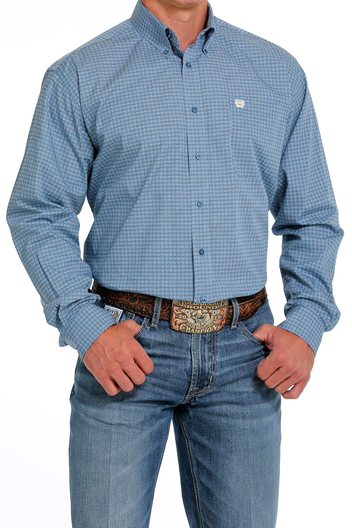 Cinch Men's Blue Long Sleeve Button Down Western Shirt MTW1105629 - Image 4