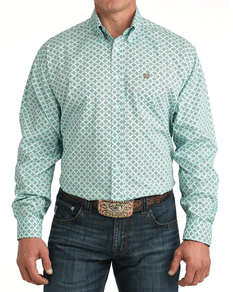 Cinch Men's Blue Medallion Stretch Fit Button Down Western Shirt MTW1106060 - Image 3