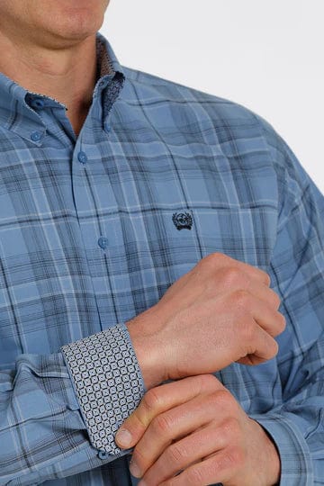 Cinch Men's Blue Plaid Button Down Western Long Sleeve Shirt MTW1105332 - Image 3
