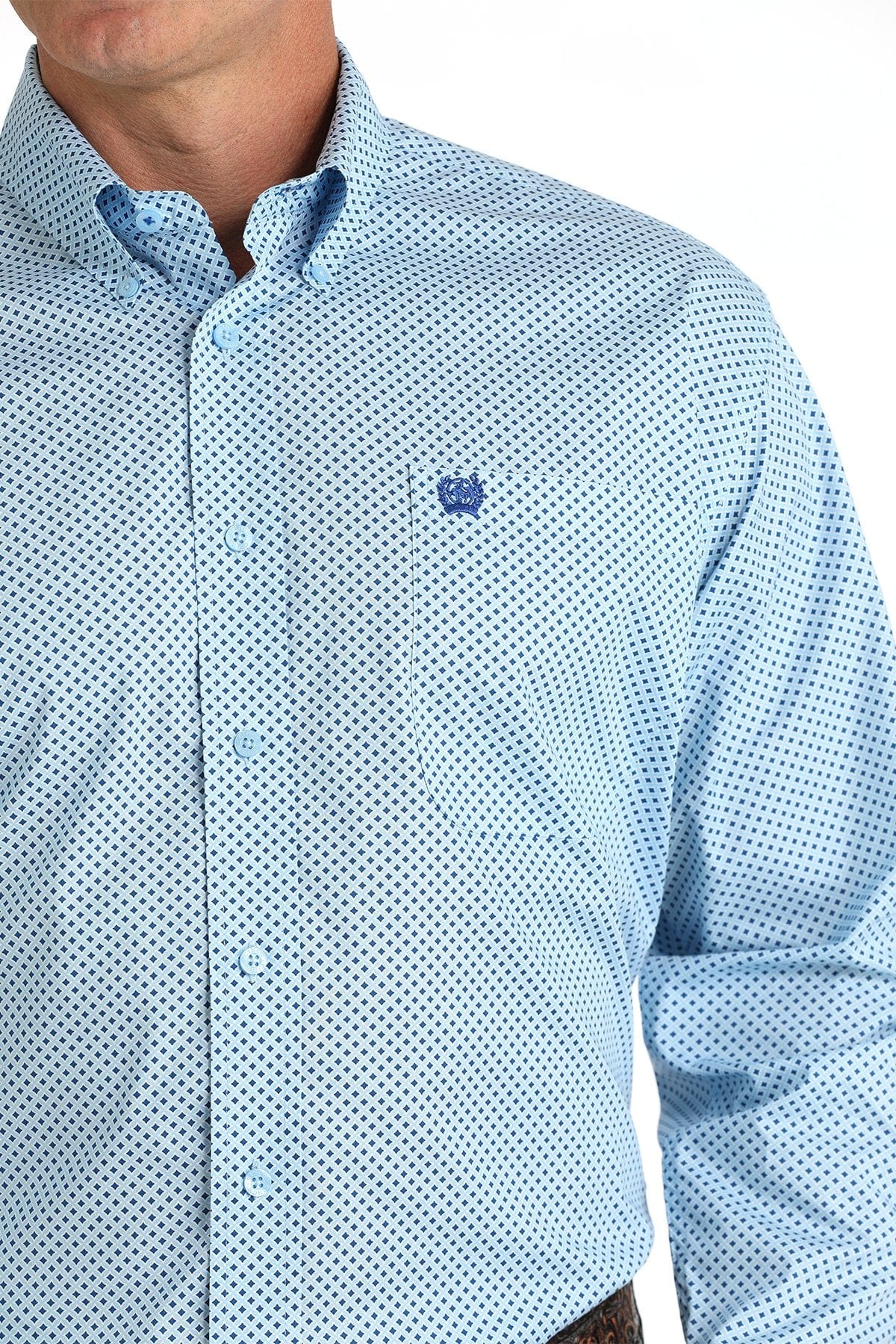 Cinch Men's Blue Stretch Diamond Print Button Down Western Shirt MTW1105798 - Image 3