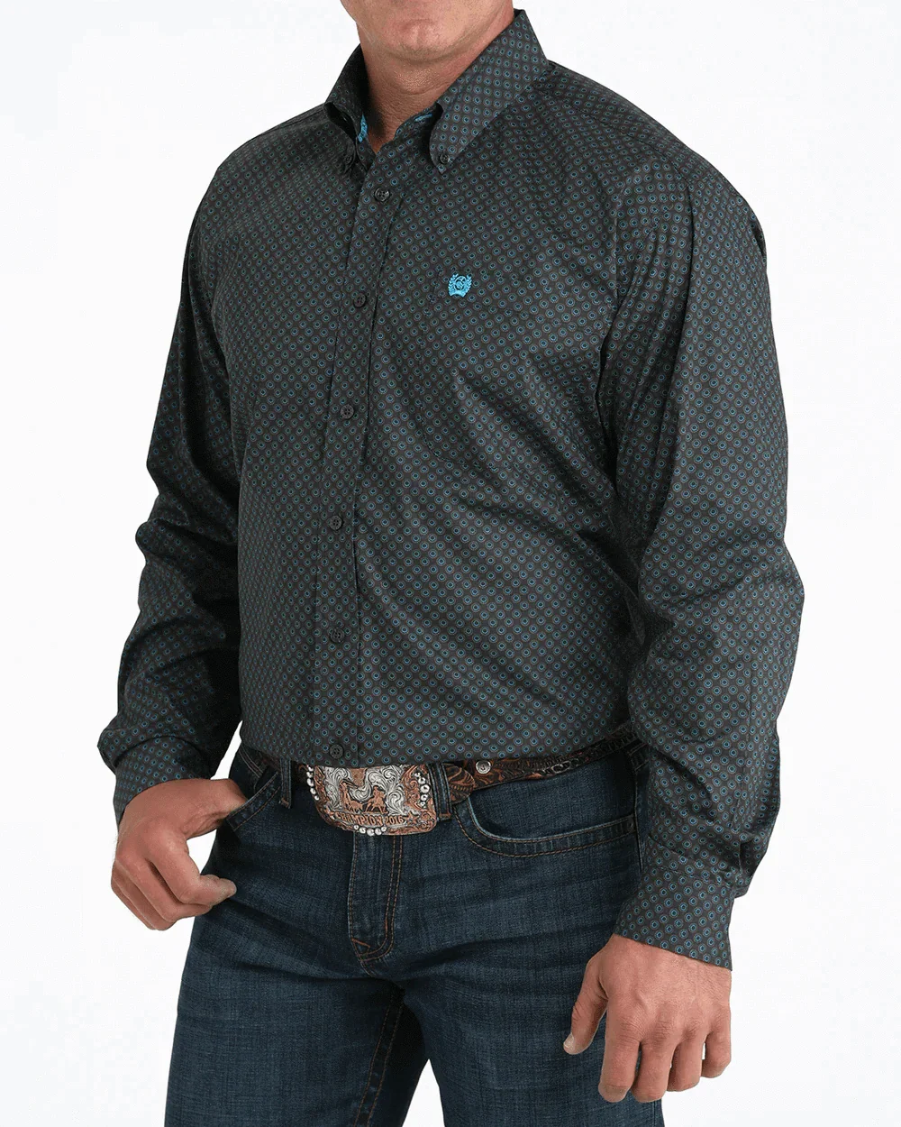 Cinch Men's Charcoal Geometric Button Down Western Shirt MTW1105957 - Image 2