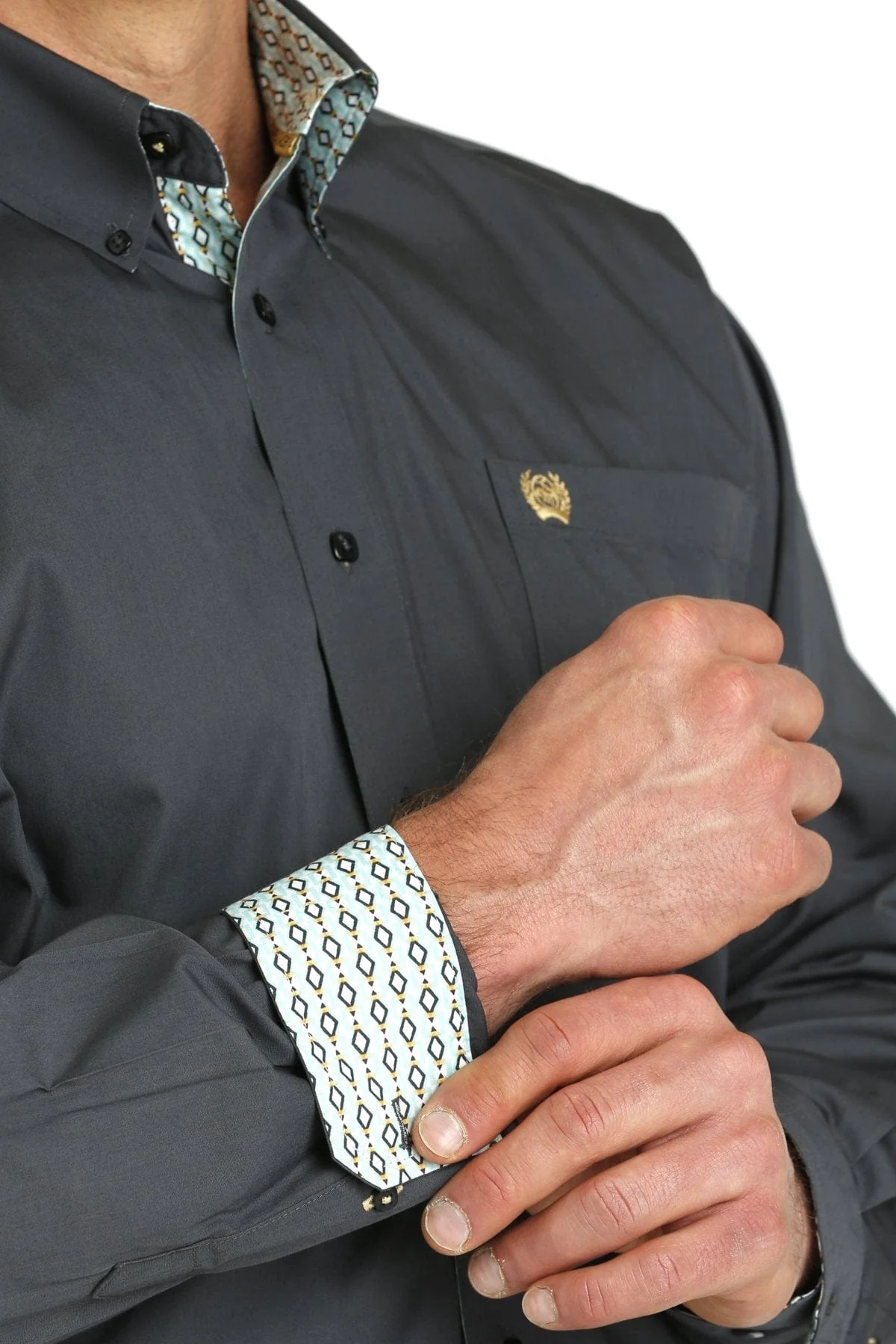 Cinch Men's Charcoal Solid Long Sleeve Button Down Shirt MTW1105747 - Image 4