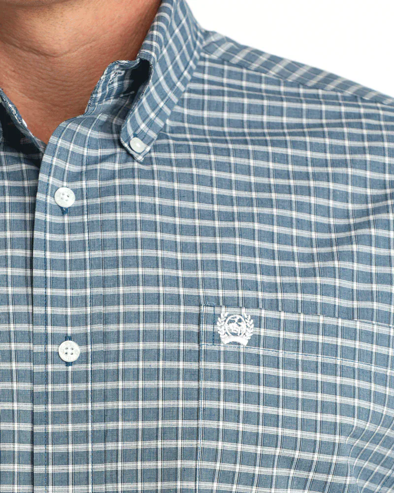 Cinch Men's Classic Blue Plaid Button Down Western Shirt MTW1106053 - Image 3