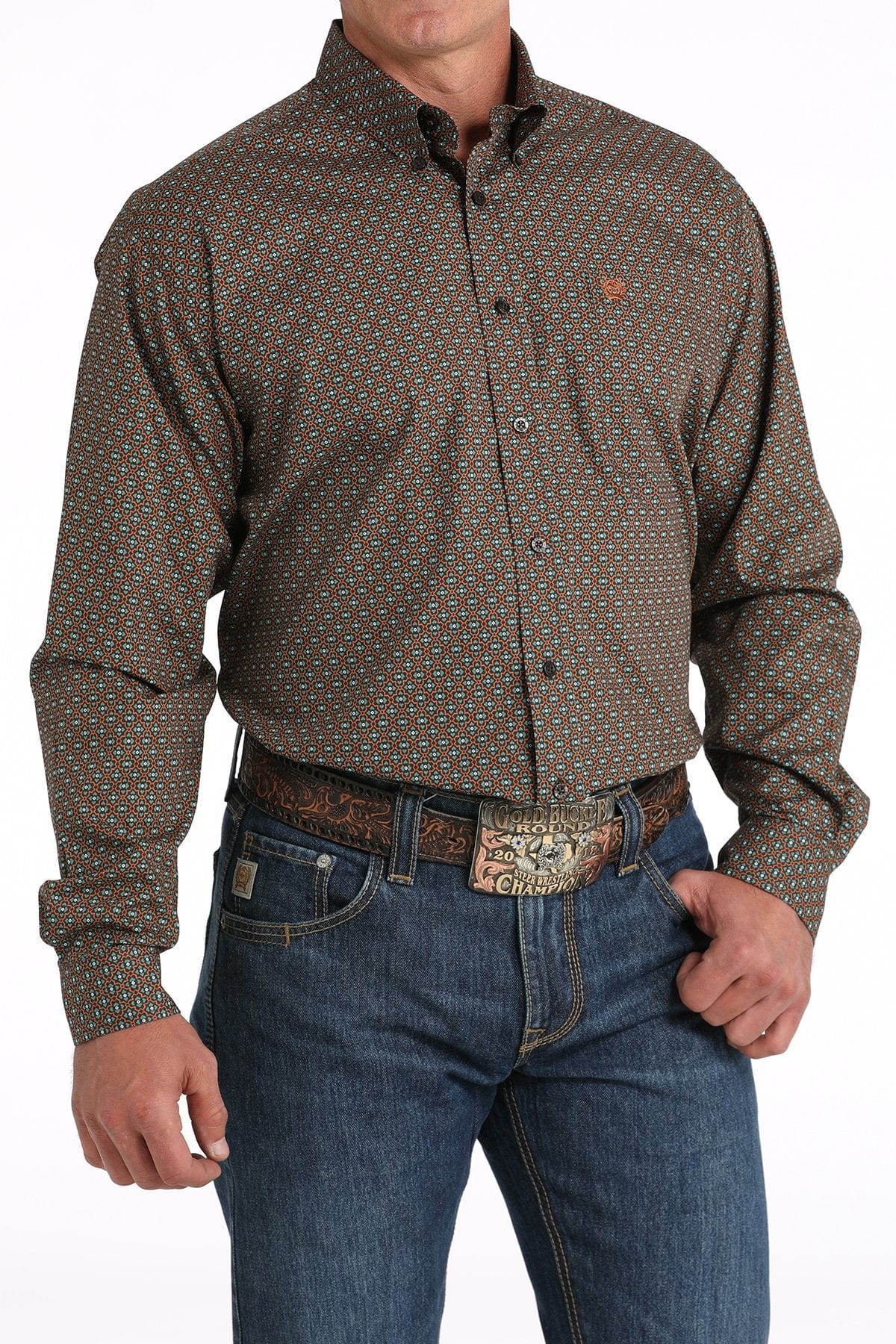 Cinch Men's Geometric Print Button-Down Western Shirt MTW1105825 - Image 2
