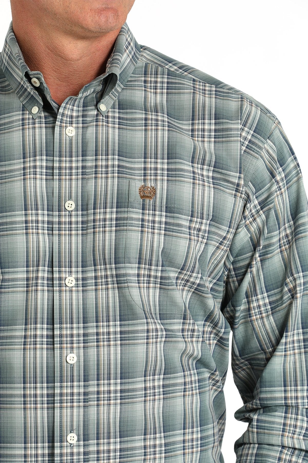 Cinch Men's Green Plaid Button Down Western Shirt MTW1105813 - Image 3