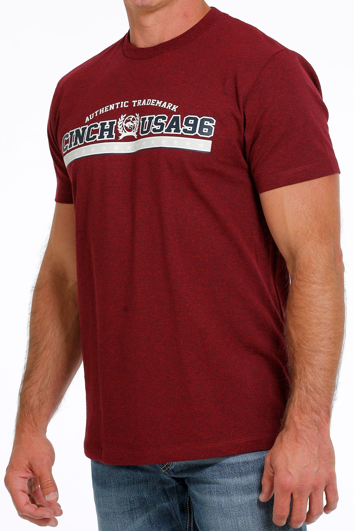 Cinch Men's Heathered Red Logo Short Sleeve T-Shirt MTT1690586 - Image 3