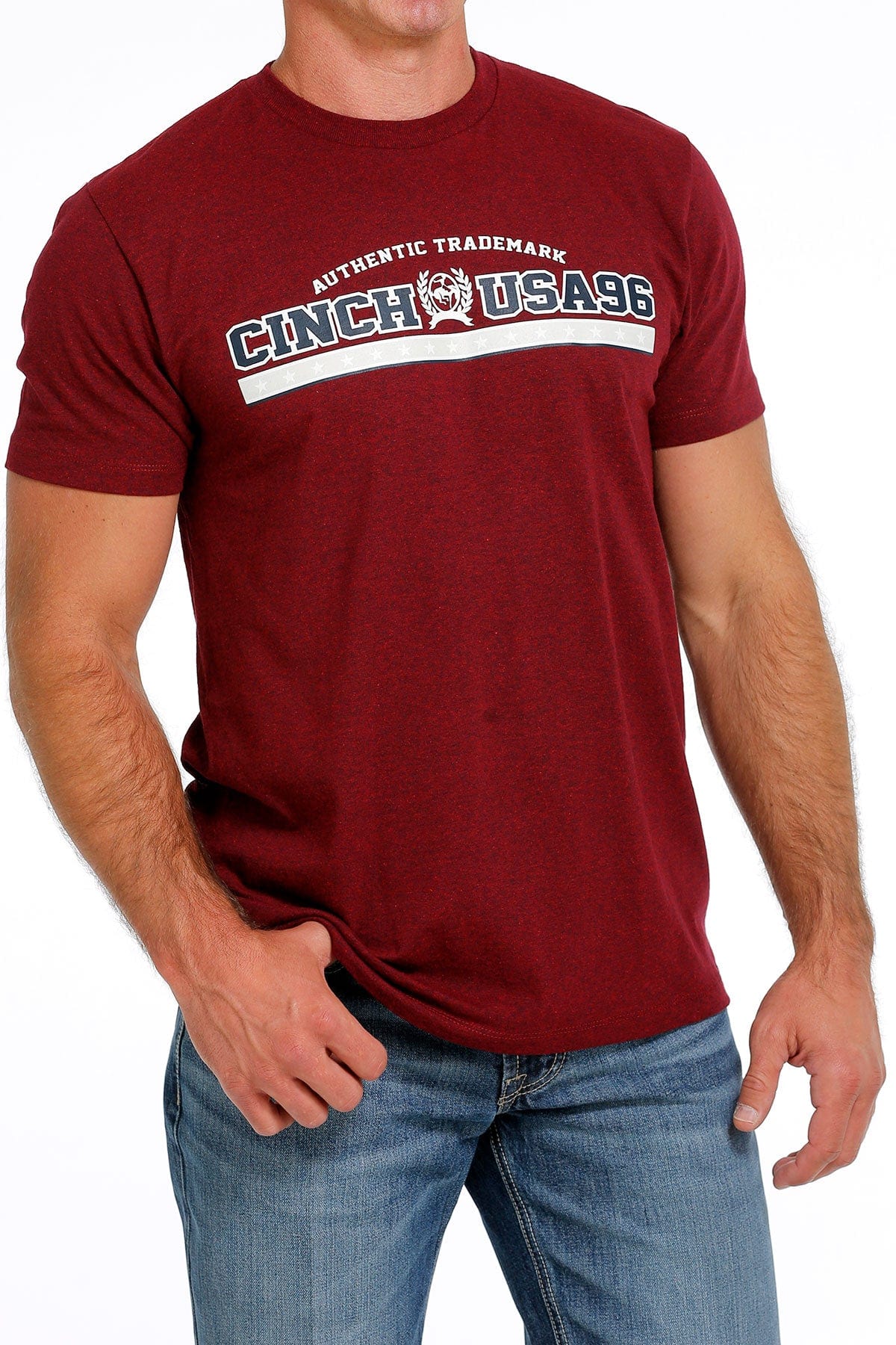 Cinch Men's Heathered Red Logo Short Sleeve T-Shirt MTT1690586 - Image 4